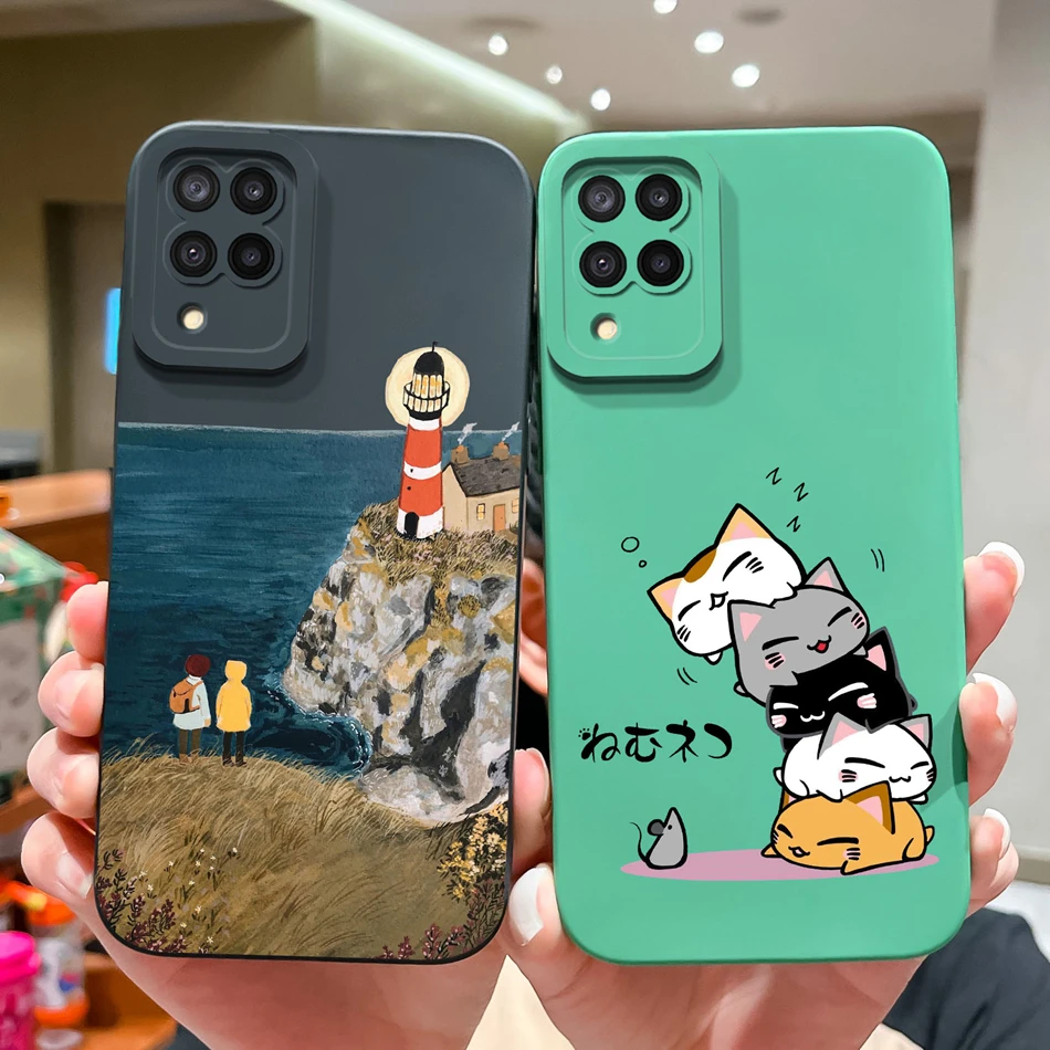 For Samsung Galaxy A12 M12 F12 Phone Case Cartoon Liquid Silicone Full Protection Anti Drop Cover For Samsung A 12 M 12 Bumper