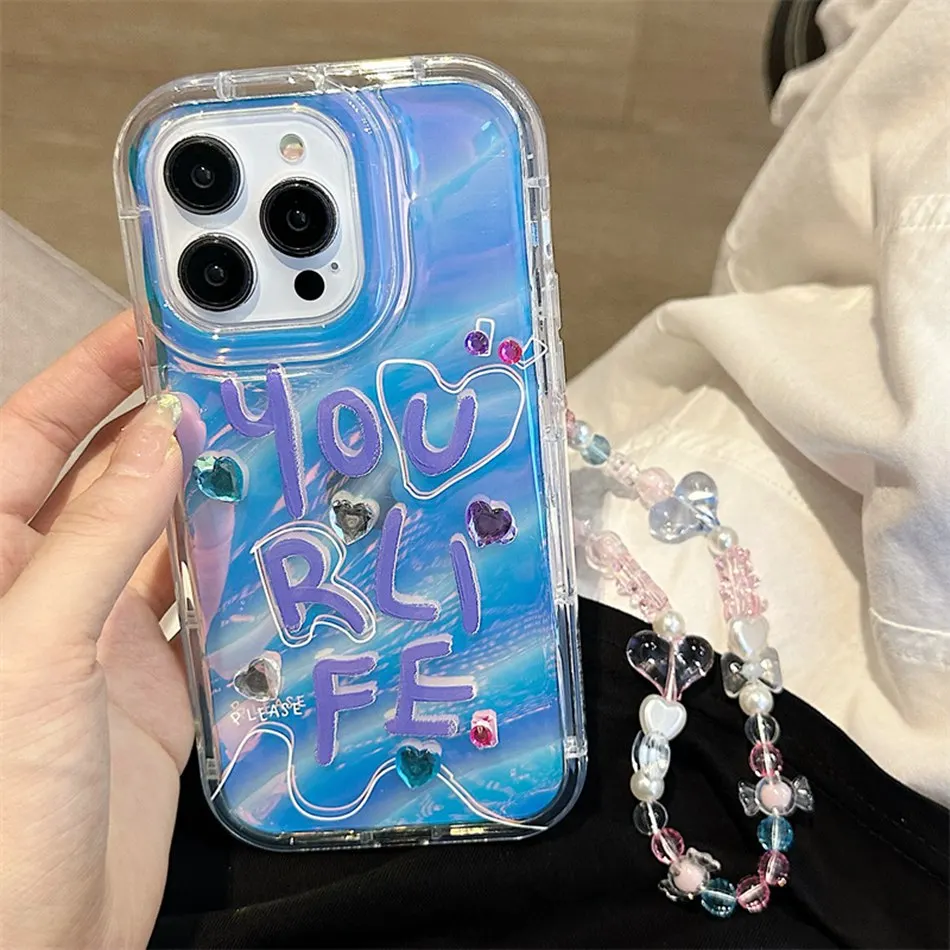 Phantom Pattern Case For iPhone 15 14 Plus 13 12 Pro Max 11 XR XS Max 7 8 Plus Fashion Colorful Film Soft TPU Cover with Lanyard