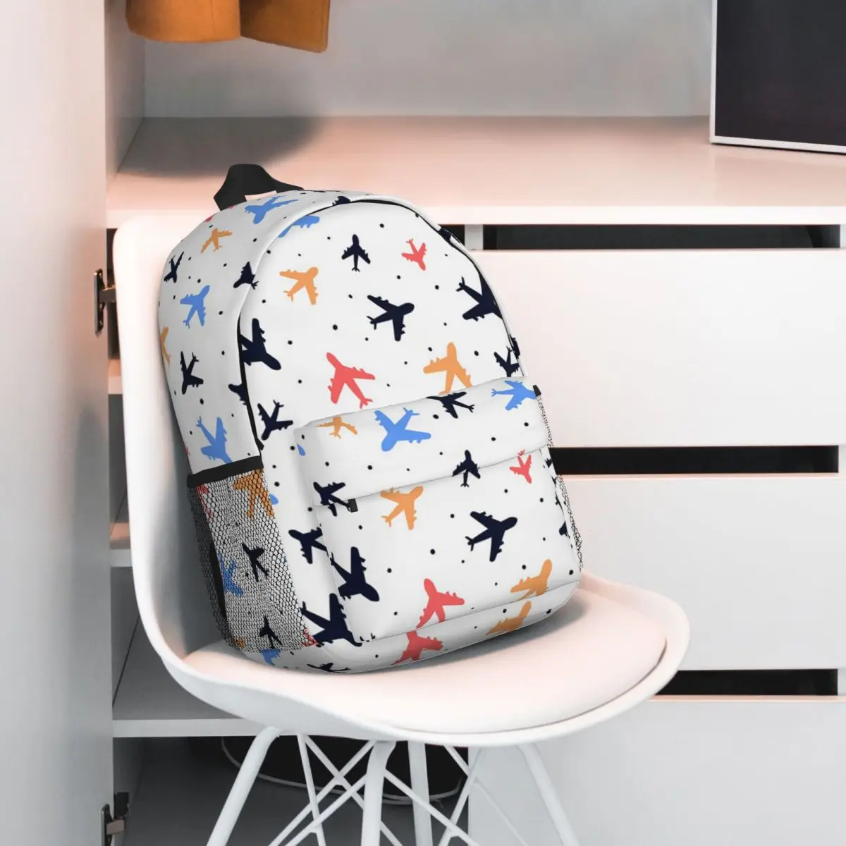 Random Airplanes Pattern Aviation Fighter Pilot Backpack Daypack Large Capacity Boys Girls BookBag Shoulder Bags School Bag