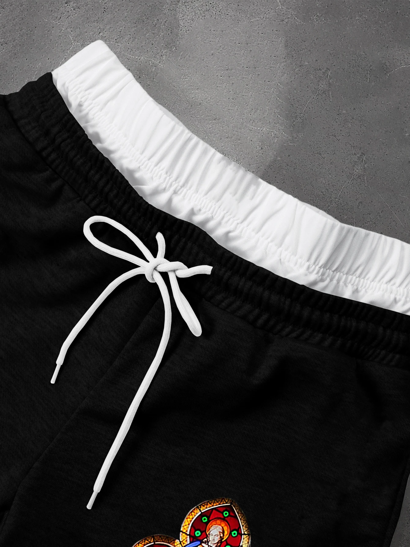 Men's Streetwear Shorts Cathedral Stained Glass Angel Fake Two-piece Waist Print Polyester Drawstring Casual Shorts S-2XL All Si