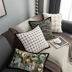 Light Luxury Olive Green Cushion Cover Texture Jacquard Design Sense Pillow Cover Decorative Modern Home Sofa Pillow Case 2025
