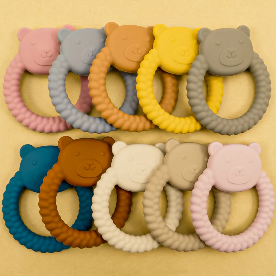 1PC Cartoon Bear Baby Teether Toy Soft Silicone Bracelet Newborn Feeding Teething Chewing Toy Molar Care Baby Accessories