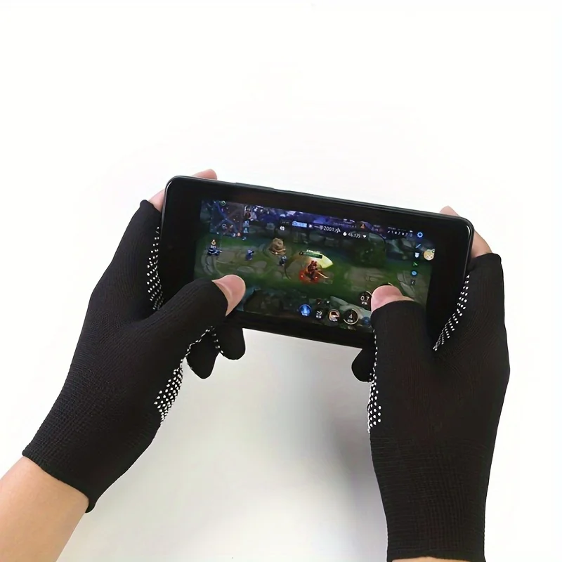 قفازات نصف إصبع مضادة للانزلاق، نمط رفيع عالمي، أصابع مكشوفة، حماية عمل سوداء، مكسورة بإصبعين لركوب الدراجات #1