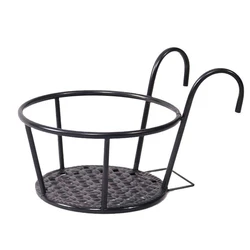 Hanging Railing Flower Pot Holder Balcony Plant Basket On Metal Fence Rail, Wrought Iron Hanging Basket, For Indoor Outdoor  Use