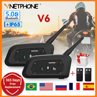 Vnetphone V6 Motorcycle Bluetooth Helmet Headset Intercom  Full Duplex Bt Communicator Intercomunicador Interfones for 6 Riders