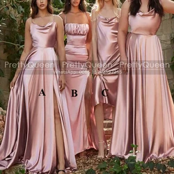 Rose Gold Long Bridesmaid Dresses Spaghetti Straps Mermaid Customized Sleeveless Floor Length Bridal Party Dress Maid Of Honor