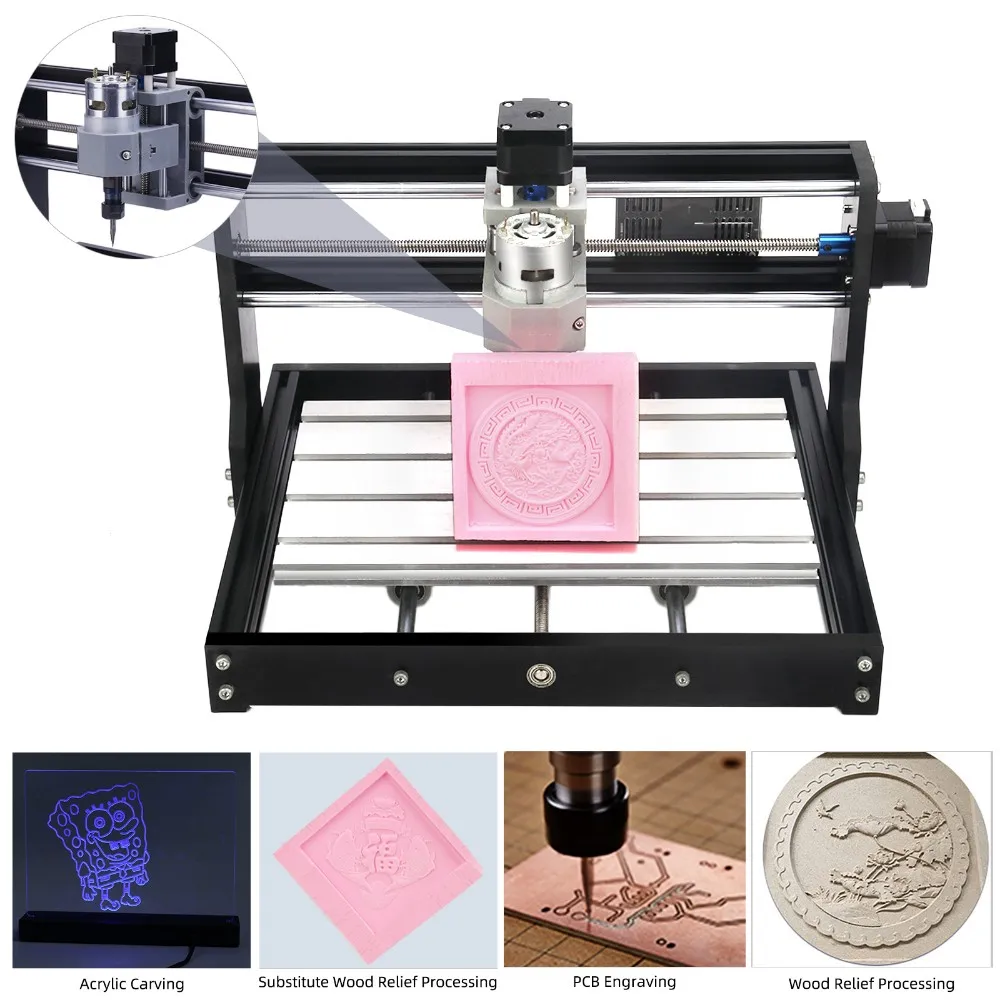 Mini CNC Router 3018 Pro Desktop 3 Axis 500W Spindle Optical Engraving Machine New for Wood Glass Fabric Education School