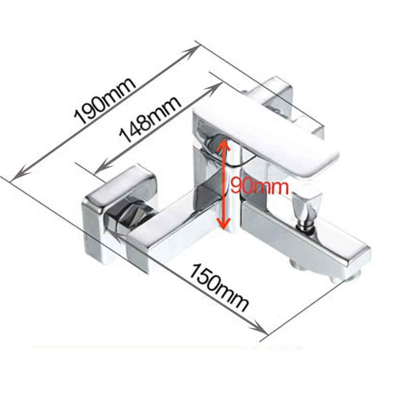 . Polished Chrome Finish New Wall Mounted Waterfall Bathroom Bathtub Handheld Shower Tap Mixer Faucet  YT-5331