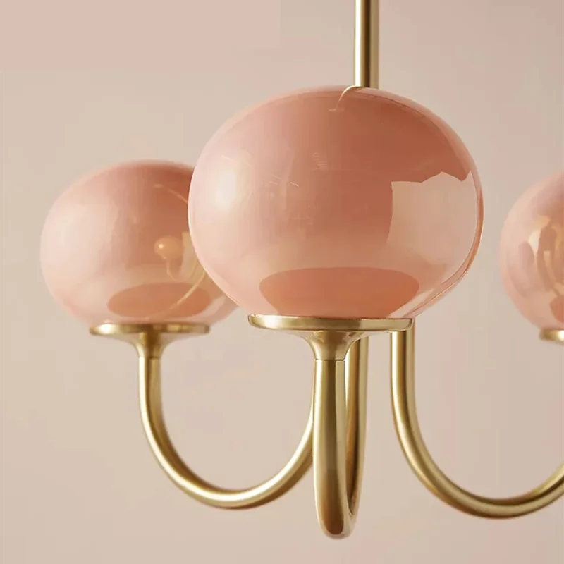 Imagem -06 - Lustre Rosa Nórdico para Quarto de Crianças Lâmpada Bauhaus Simples Luzes de Vidro Exclusivas Luminárias Quentes Luzes de Cozinha Românticas