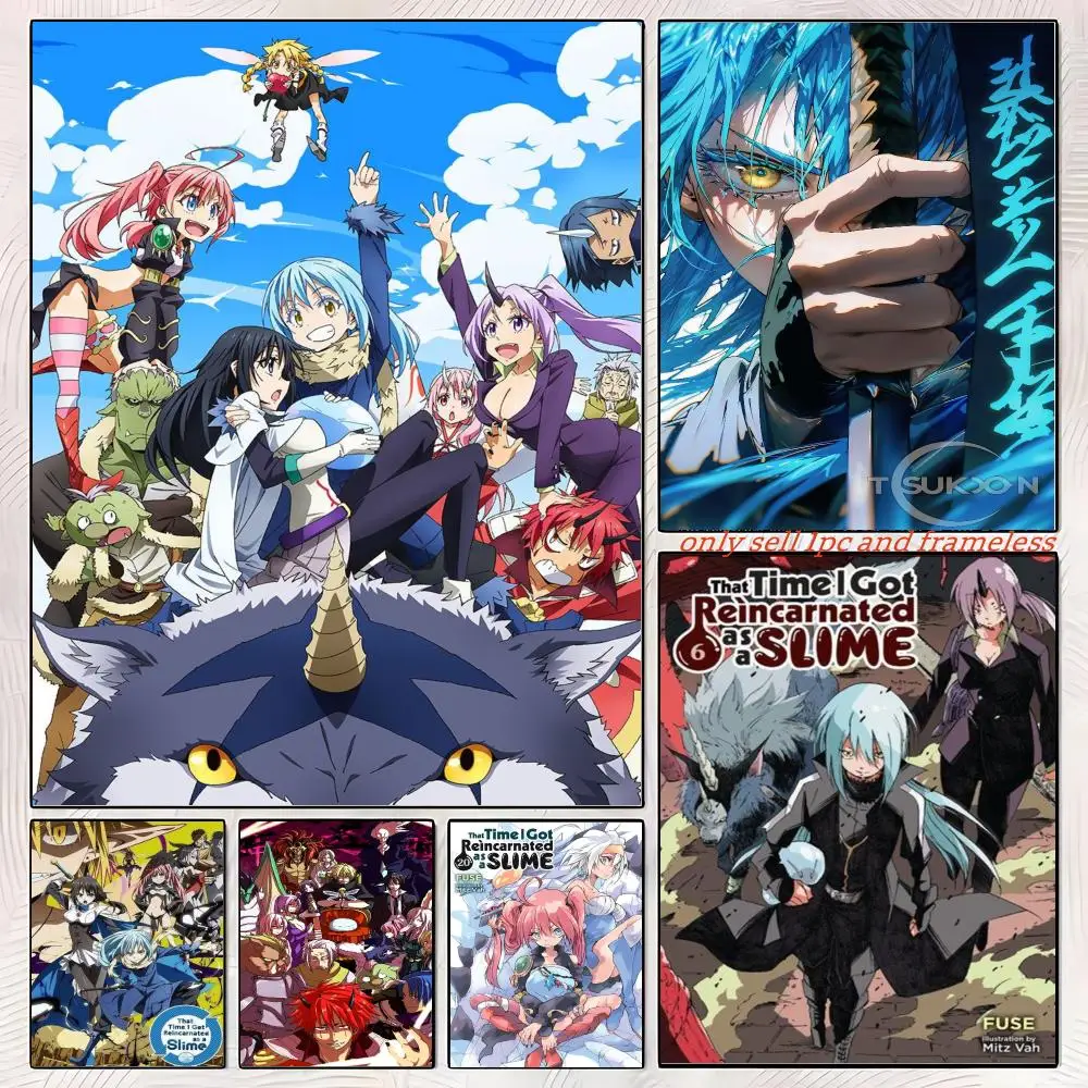 That Time I Got Reincarnated As A Slime Anime Poster Self-adhesive Painting with prints Home bedroom living room decoration