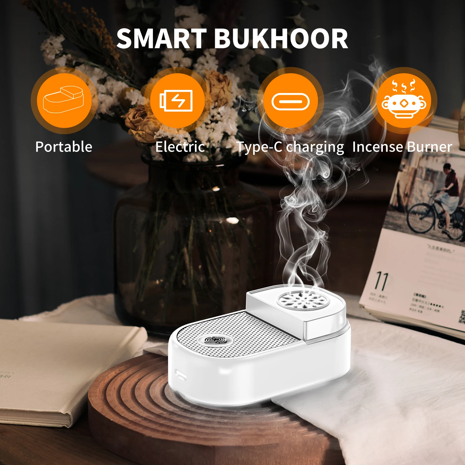 Mini Incense Burner Electric Bakhoor Rechargeable USB Aroma Diffuser Comb Incense Holder Ramadan Gift Muslim Home Decoration