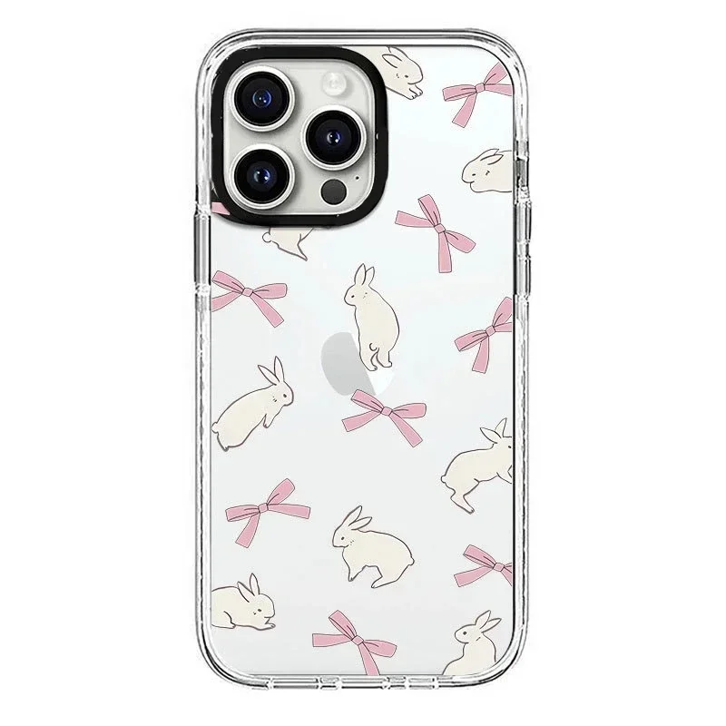 

2.0 Version Acrylic Upgrade Border Rabbit Bowknot Phone Case Cover for IPhone 11 12 13 14 15 Pro Max Case for IPhone 14 Pro Max