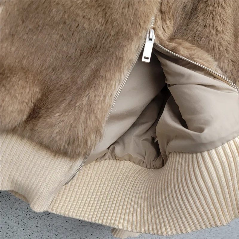 HKSH 秋冬新作 レディースコート ニット パッチワーク フェイクファー コントラストカラー ターンダウンカラー ジッパー エレガント インスジャケット HK15178