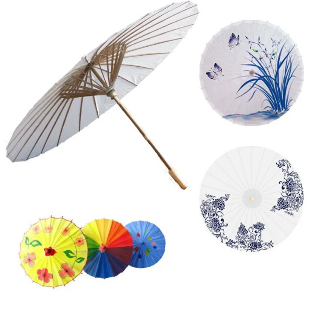 DIY Long-handle Wedding Birthday Handmade for Baby Shower Photography Prop Paper Umbrella Dance Prop Painting Supplies