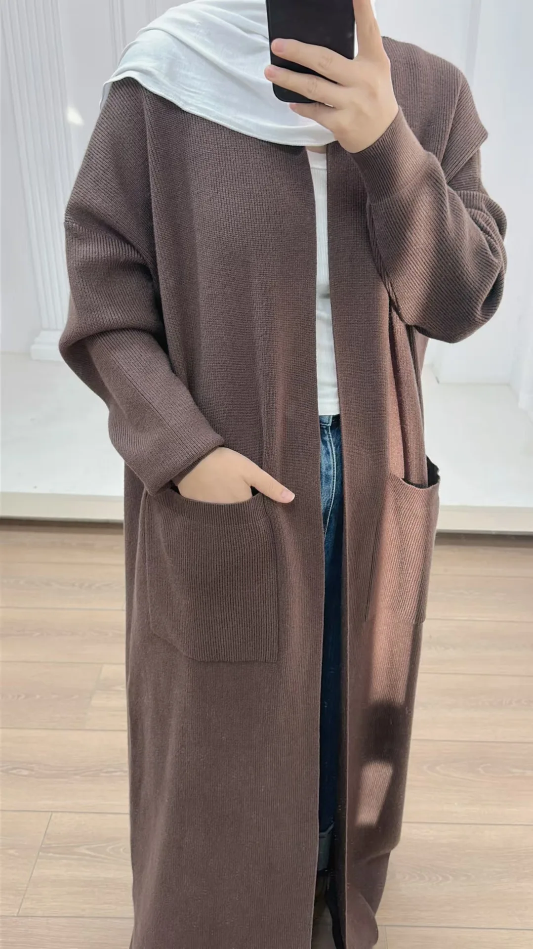 Winter Knitted Open Abaya Thicken Autumn Clothes for Muslim Women plain Abayas Dubai Luxury Turkey Outwear Islamic Kaftan Kimono