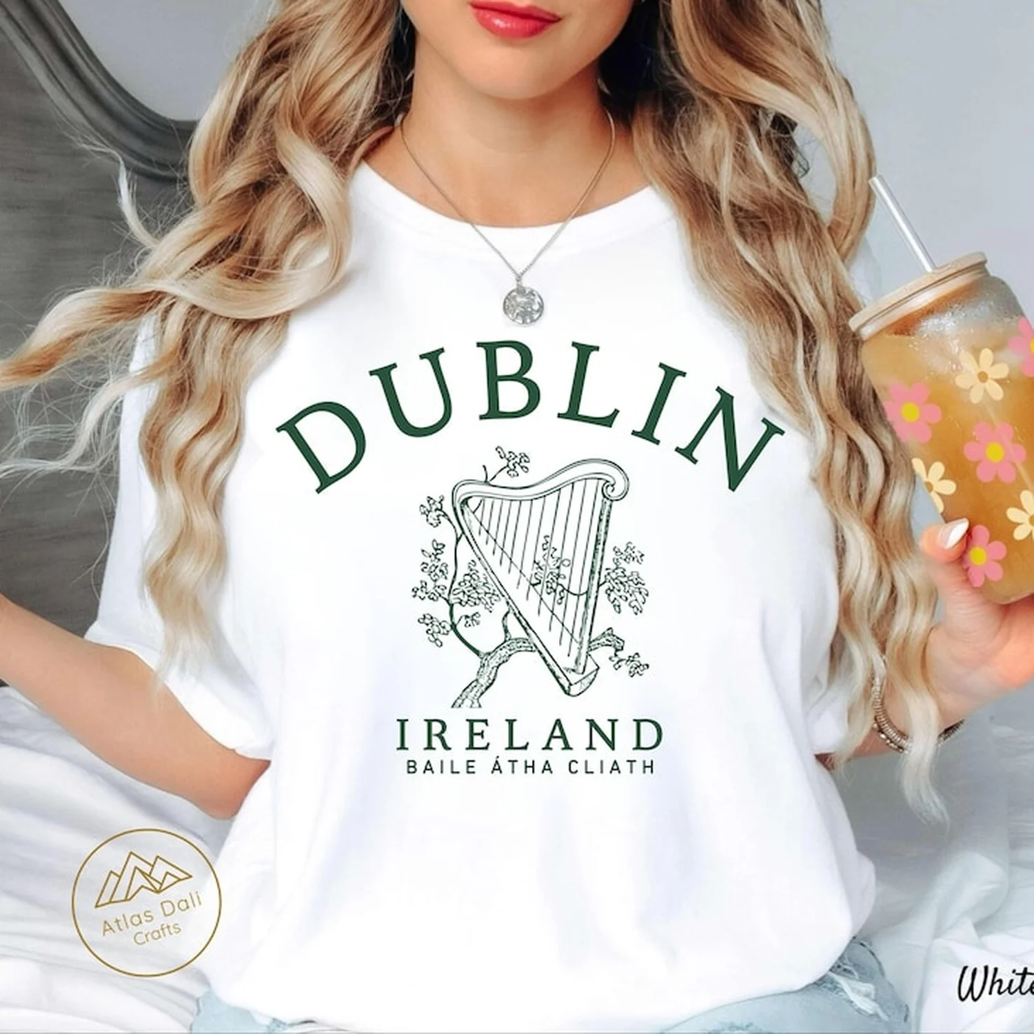 Camiseta de Dublín con Arpa Irlandesa, Camiseta Gaélica Irlandesa, Camiseta de Recuerdo de Dublín, Regalo Baile Tha Cliath, Camiseta Unisex Celta de Irlanda, Orgullo Irlandés