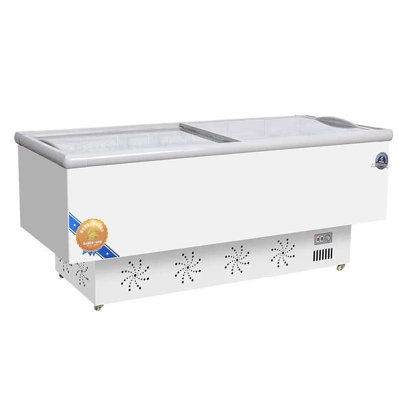 Airo Super Large Capacity Supermarket Quick-freeze Freezer Frozen Meat and Seafood Ice Cream Island Horizontal Cabinet Freezer