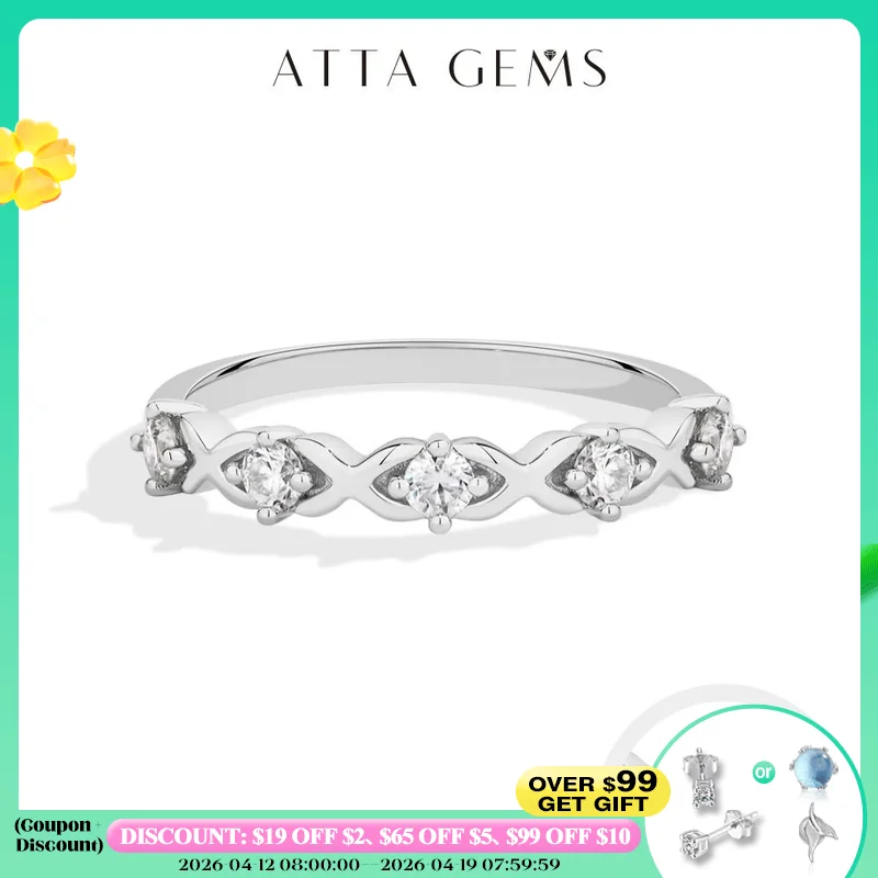 

ATTAGEMS кольцо с муассанитом круглой огранки, дизайн креста, стерлинговое серебро S925, позолоченные свадебные штабелируемые кольца для женщин, ювелирные изделия, подарки