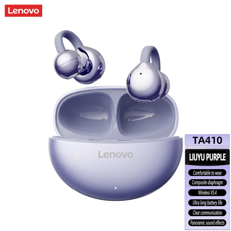 Lenovo Draadloze Bluetooth 5.4-oortelefoon TWS Panoramische geluidseffecten Ultra lange batterijduur Koptelefoon Comfortabel om te dragen TA410 - afbeelding 1