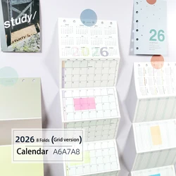 A5 A6 A7 2024 calendario Tri-folding Gregorian 2024 calendario a fogli mobili anno mese programma pagina interna a fogli mobili