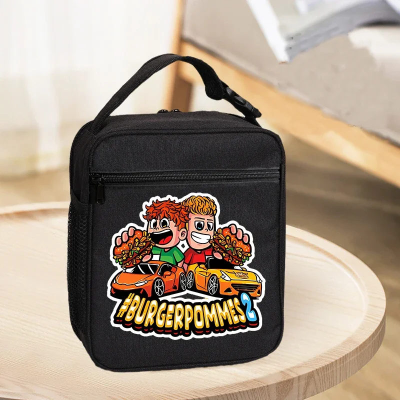 Burgerpommes Icrimax Lunch Bag Boy Cartoon Anime Thermal Bag Student Office Worker Large Capacity Lunch Box Packed Lunch Gift