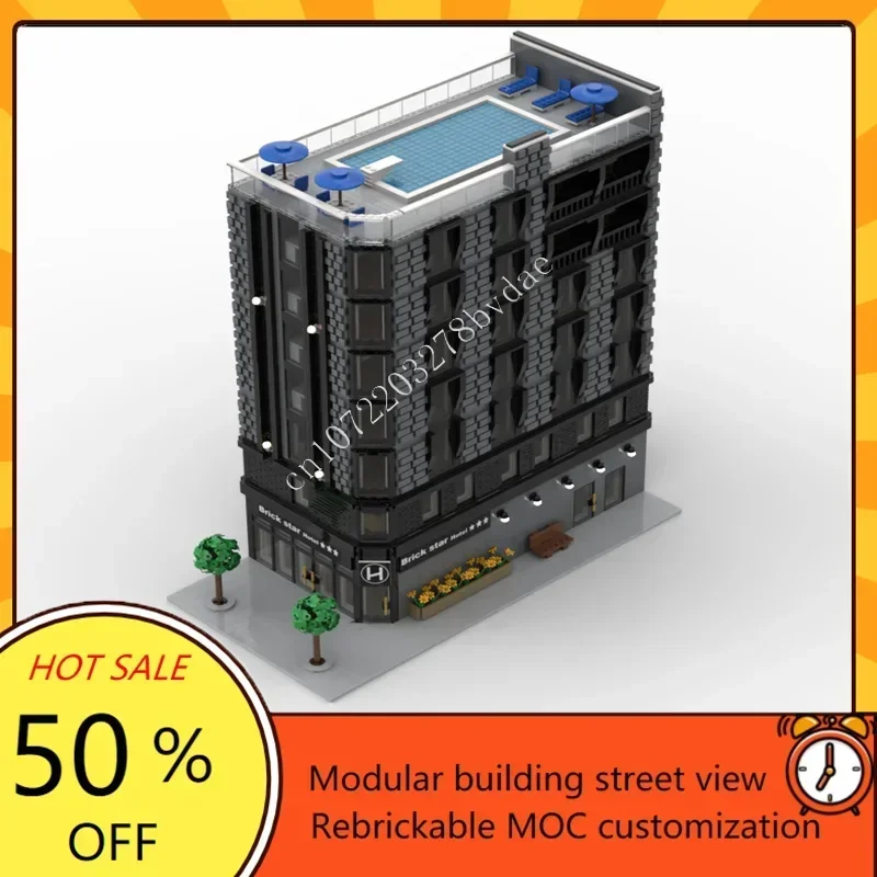 10092PCS Large Hotel Modular MOC Creative street view Custom Puzzle Architecture DIY Education Assembly Model Toys Gifts view 2