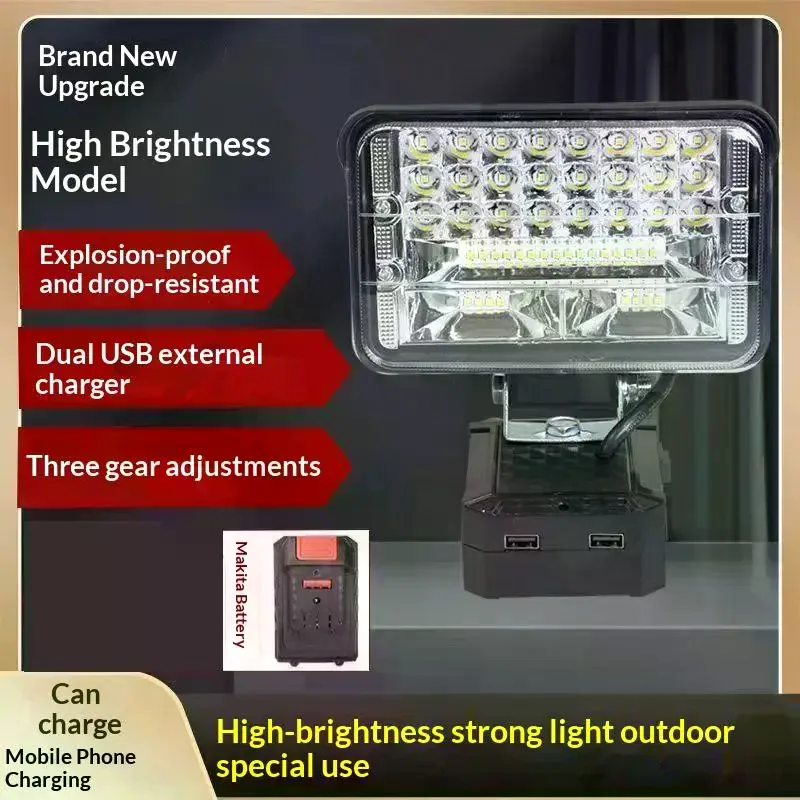 Dimmable LED Work Light for Mak 18V Li-ion Battery Portable Cordless Emergency Flood Lamp for Garage Auto Repair