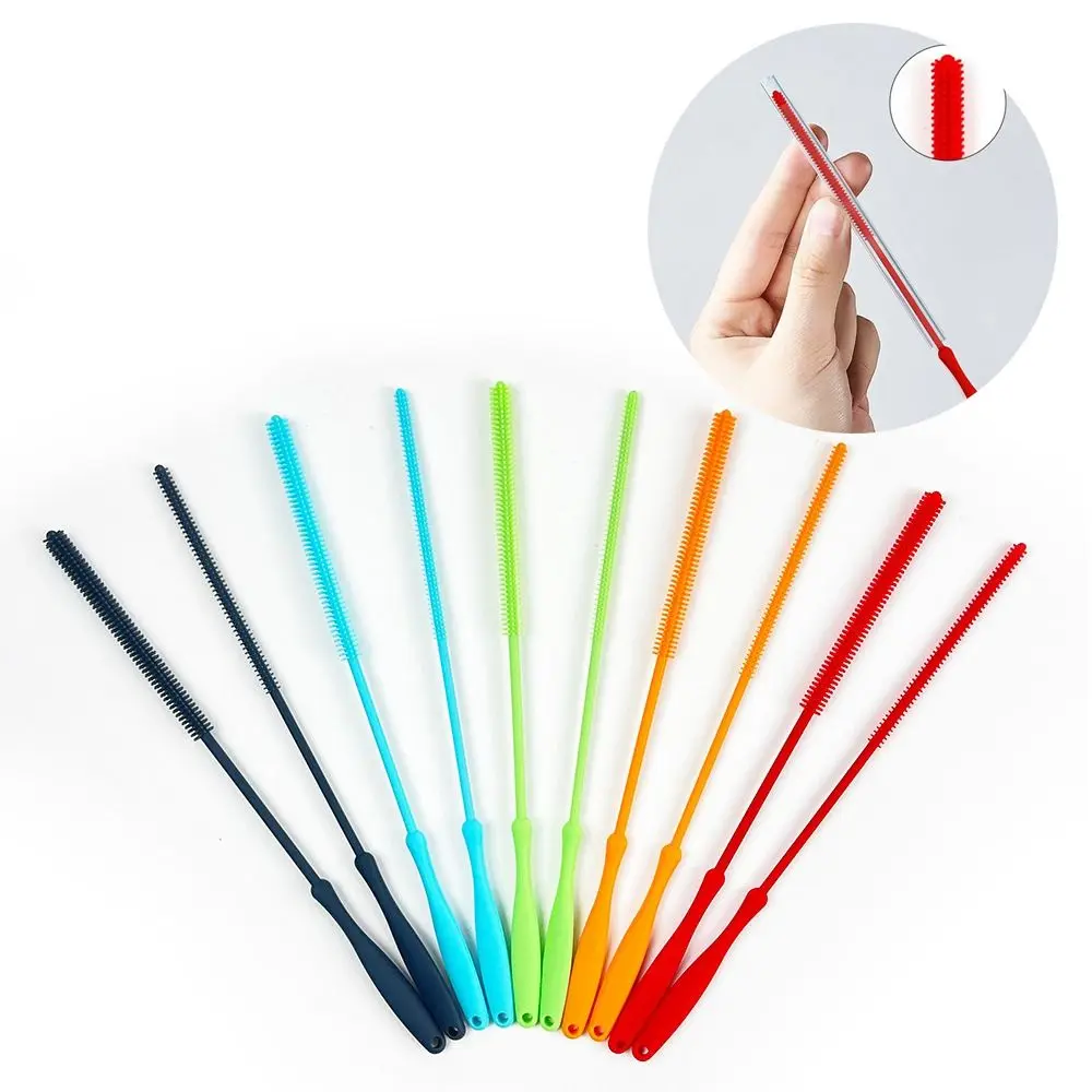 Escova De Limpeza De Palha De Silicone Reutilizável, Tubo Ecológico, Limpador De Tubos, Escovas De Limpeza De Punho Longo