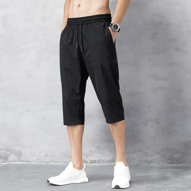 Herren Shorts Sommer hose dünne Nylon Länge Hose männliche Bermuda Board schnell trocknende Strand schwarze Herren lange Shorts