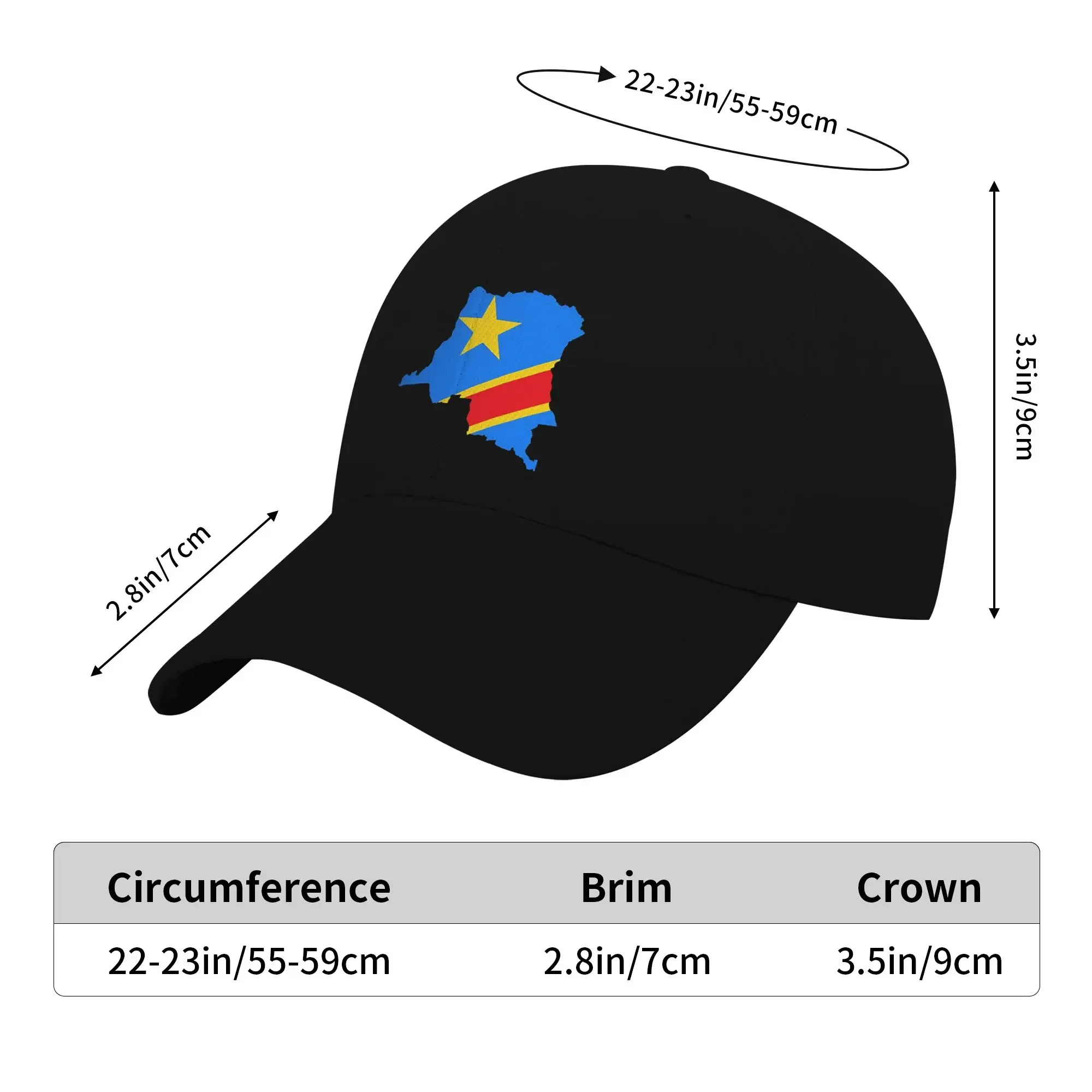 New Flag map of the Congo Casual Baseball Cap  Hiking Fishing Trucker Hat Summer Adjustable Unisex-Teens y2k Funny Baseball Caps