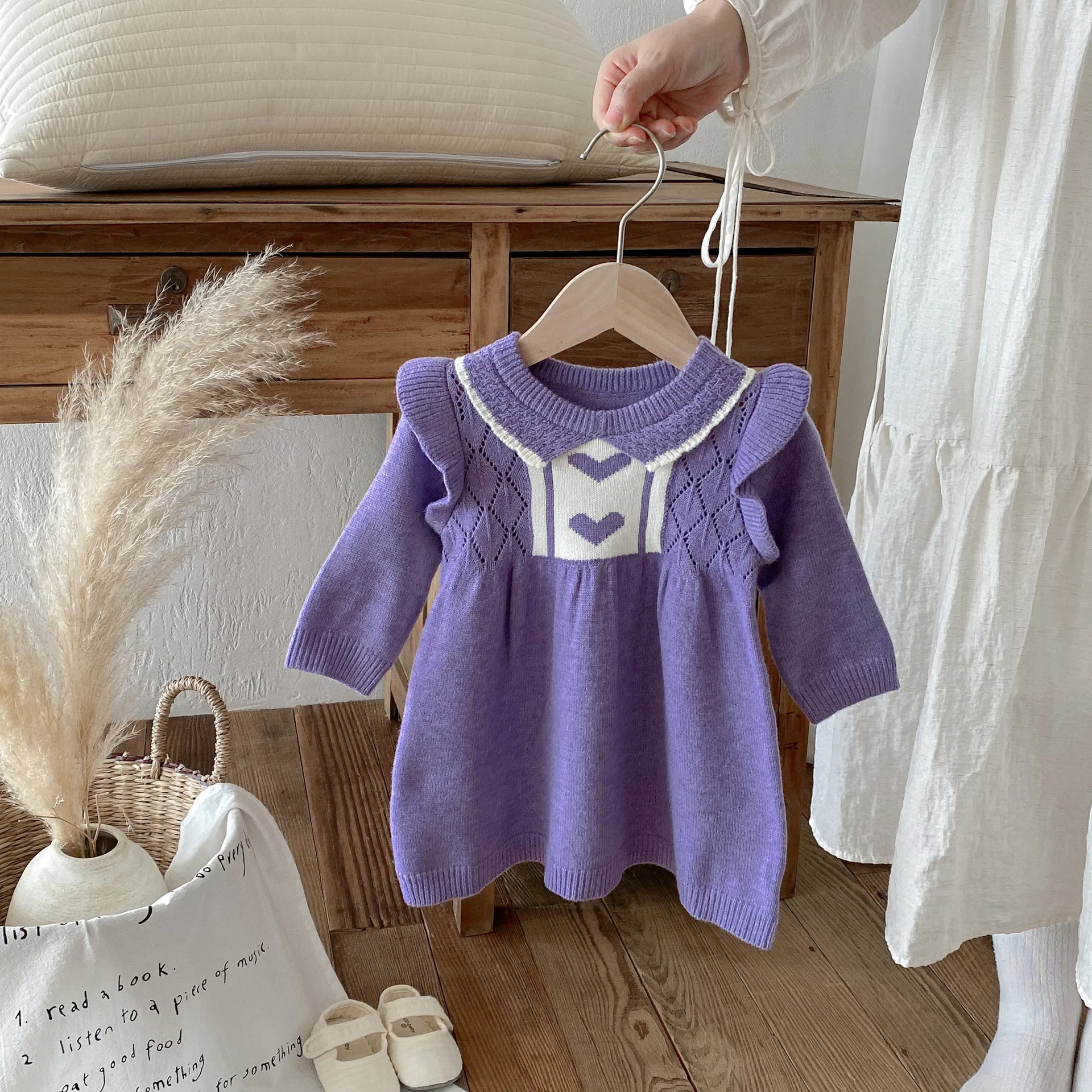 Baby Clothes Baby Girl Autumn Dress Knitted Sweater Princess Dress Foreign Style Children Super Cute 0-3 Years Old Skirt