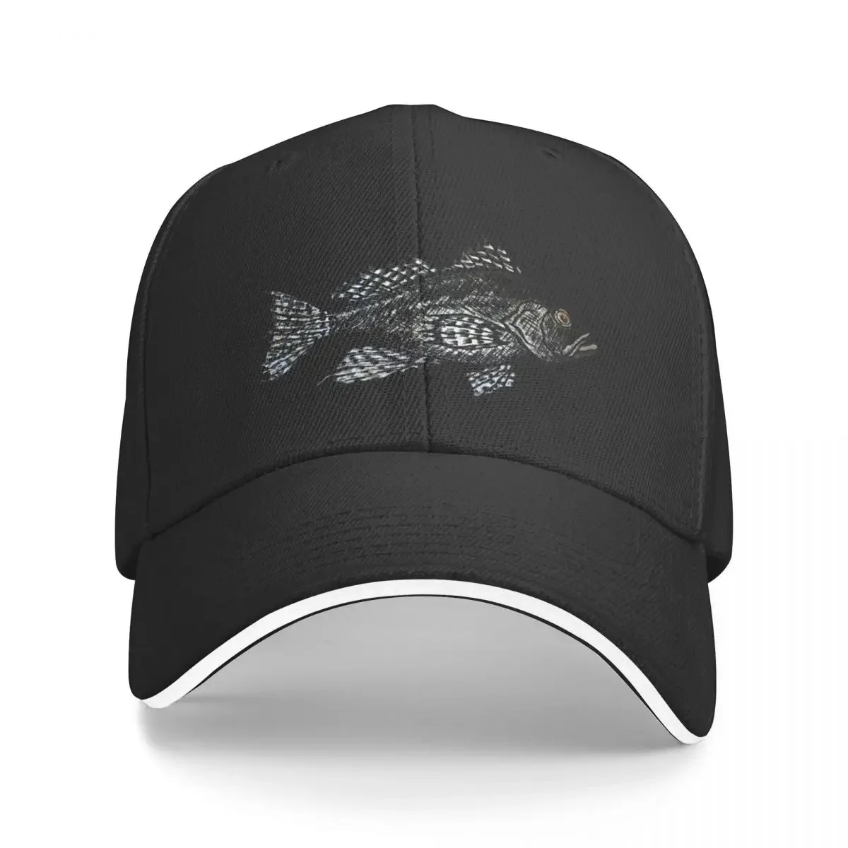 Black Sea Bass Drawing in muted turquoise Baseball Cap Gentleman Hat Anime Big Size Hat Men's Caps Women's