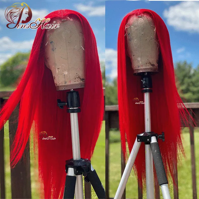 Heiße rote gerade 13x6/13x4 Spitze vorne Echthaar Perücken brasilia nische rote Spitze Frontal Perücke für Frauen Remy transparente Spitze Perücke