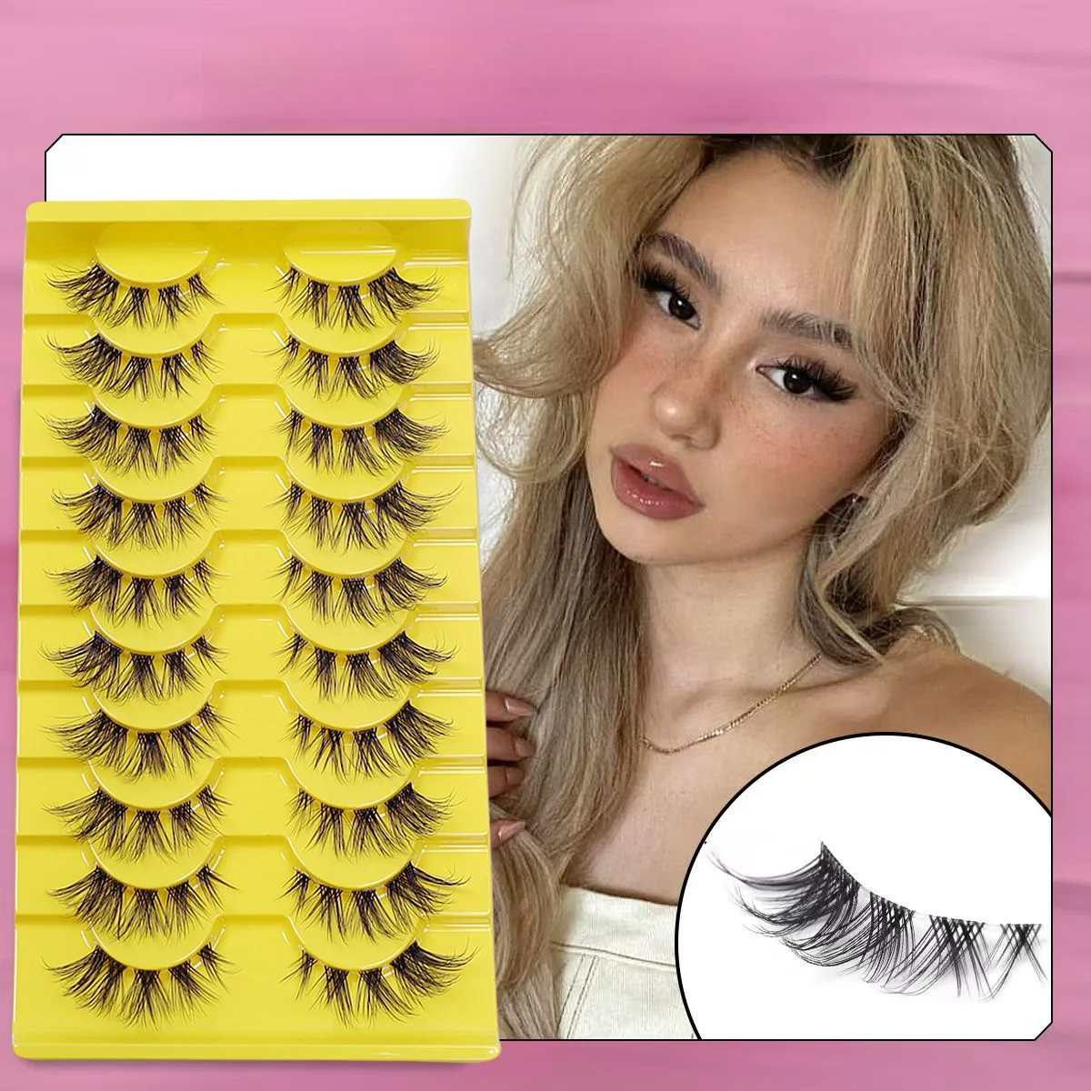 自然な外観のクラスターまつげ10ペア、スリムな漫画風まつげエクステ、キャットアイつけまつげ