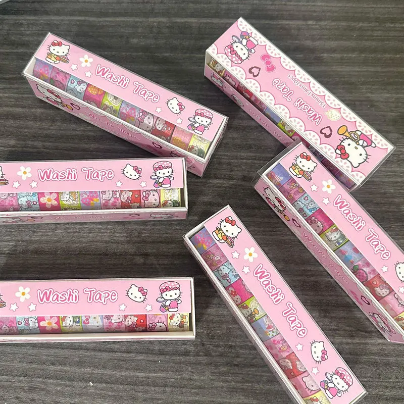 

60 шт., лента Hellokitty Kuromi Melody, 10 томов, наклейки с героями мультфильмов, милый детский подарок, декоративные наклейки