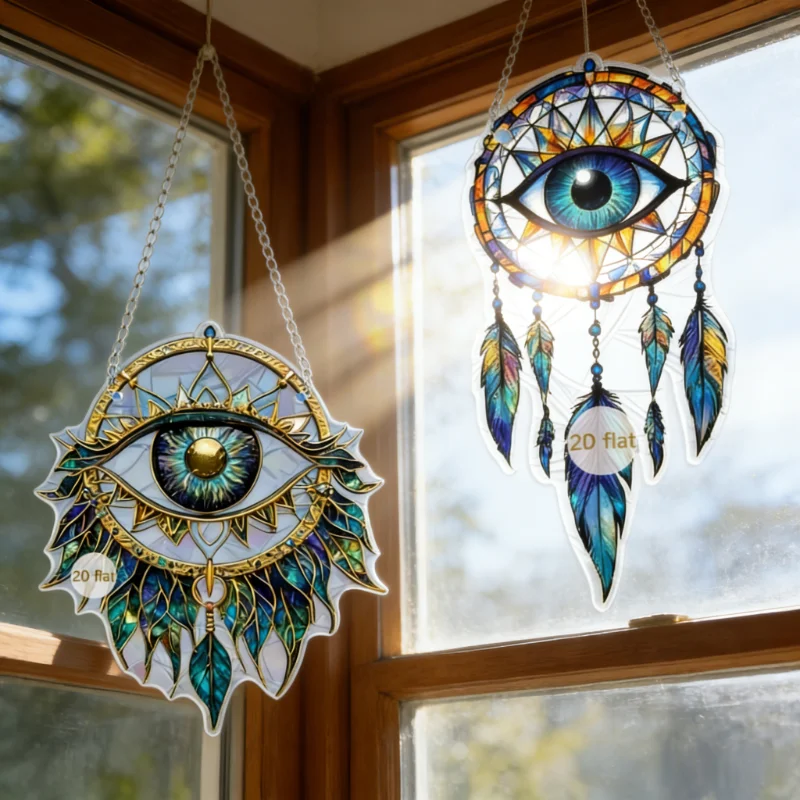 1PcEvil Eyes Hanging Decoration Hanging Pendant Wind Chime Suncatcher Home Window Ornament Garden Decor Car Interior Decoration