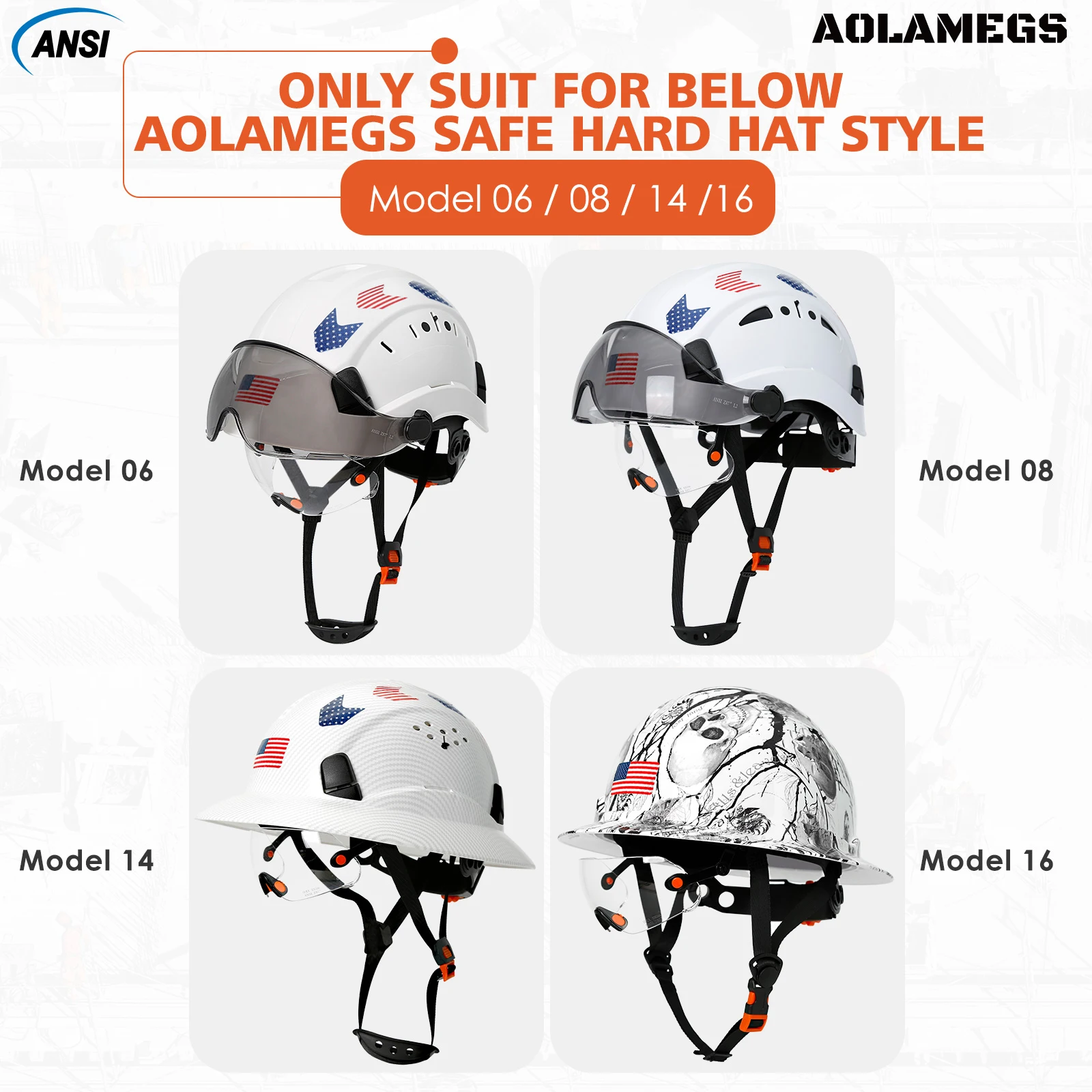 Built-in Goggles Replacement Accessories for Aolamegs SF06 CR08 Model Safety Helmet With ANSI and CE Certification