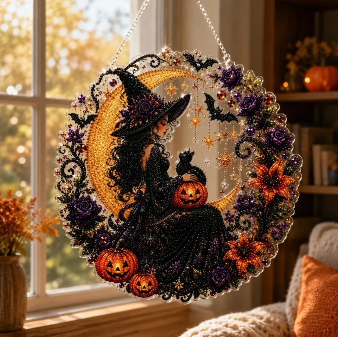 Halloween-Geisterperlen-DIY-Bastelset, Perlen-Malset für Erwachsene, Herbst-Dankes-Perlen-Diamant-Malerei, Ausgefallener Niedlicher Stil; Kann für Herbstdekorationen, Wandbehänge, Bastelsets für Erwachsene, 3D-Perlenst – Detail 8
