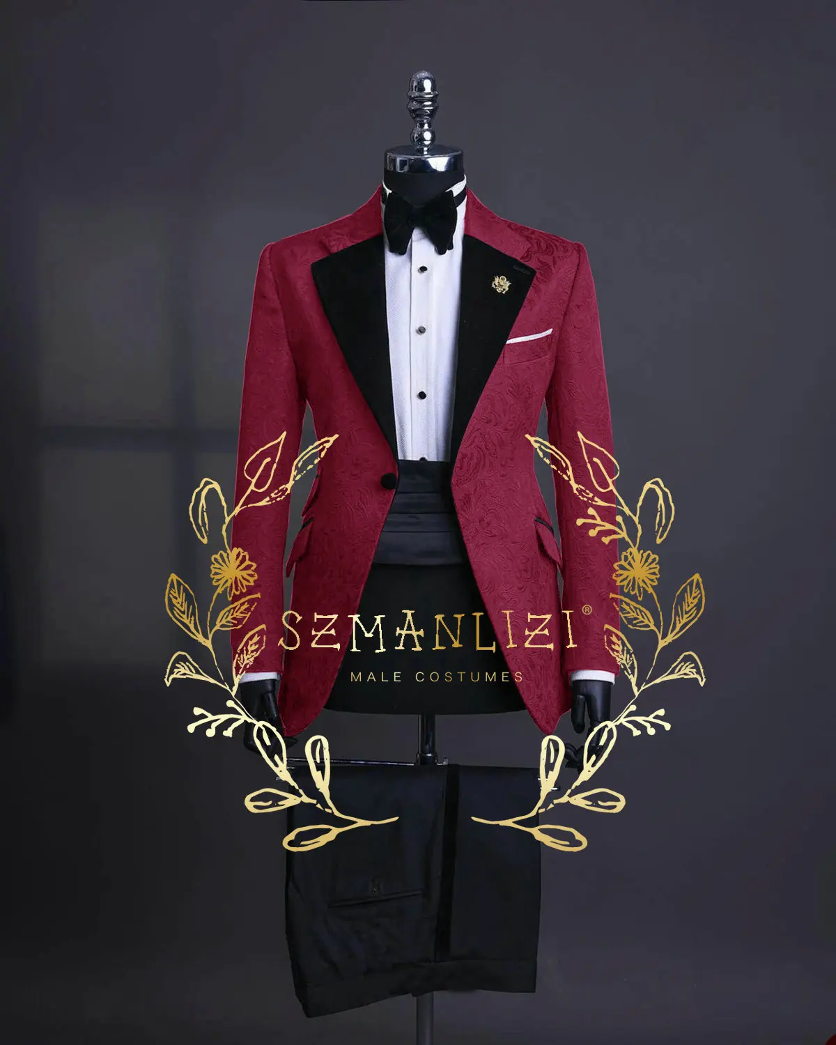 White Jacquard Men's Suits Tailored 2 Pieces Blazer Pants Velvet Lapel One Button Wedding  Party Tuxedo Slim Fit Custom Made