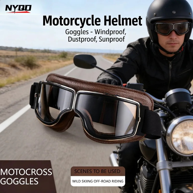 

Универсальные винтажные очки для мотоциклетного шлема, ветрозащитные, пылезащитные, для езды на открытом воздухе, для мужчин и женщин