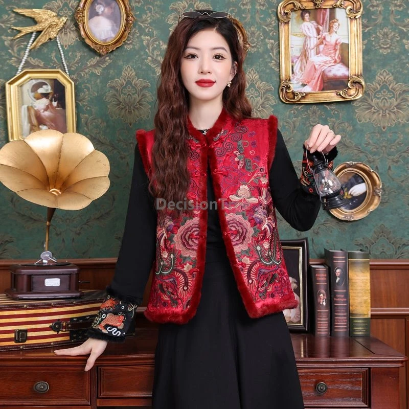 

2025 ethnic style retro jacquard vest new chinese style elegant temperament women's garment exquisite embroideried cotton vest
