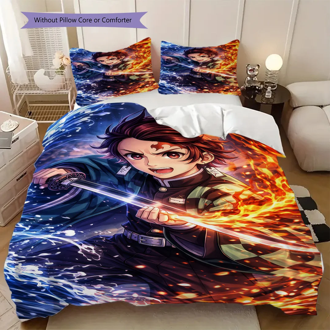 Tanjiro Kamado Anime Soft Comfortable Duvet Cover, Children's Bedding Set Gift, Various Sizes Available LXRa13