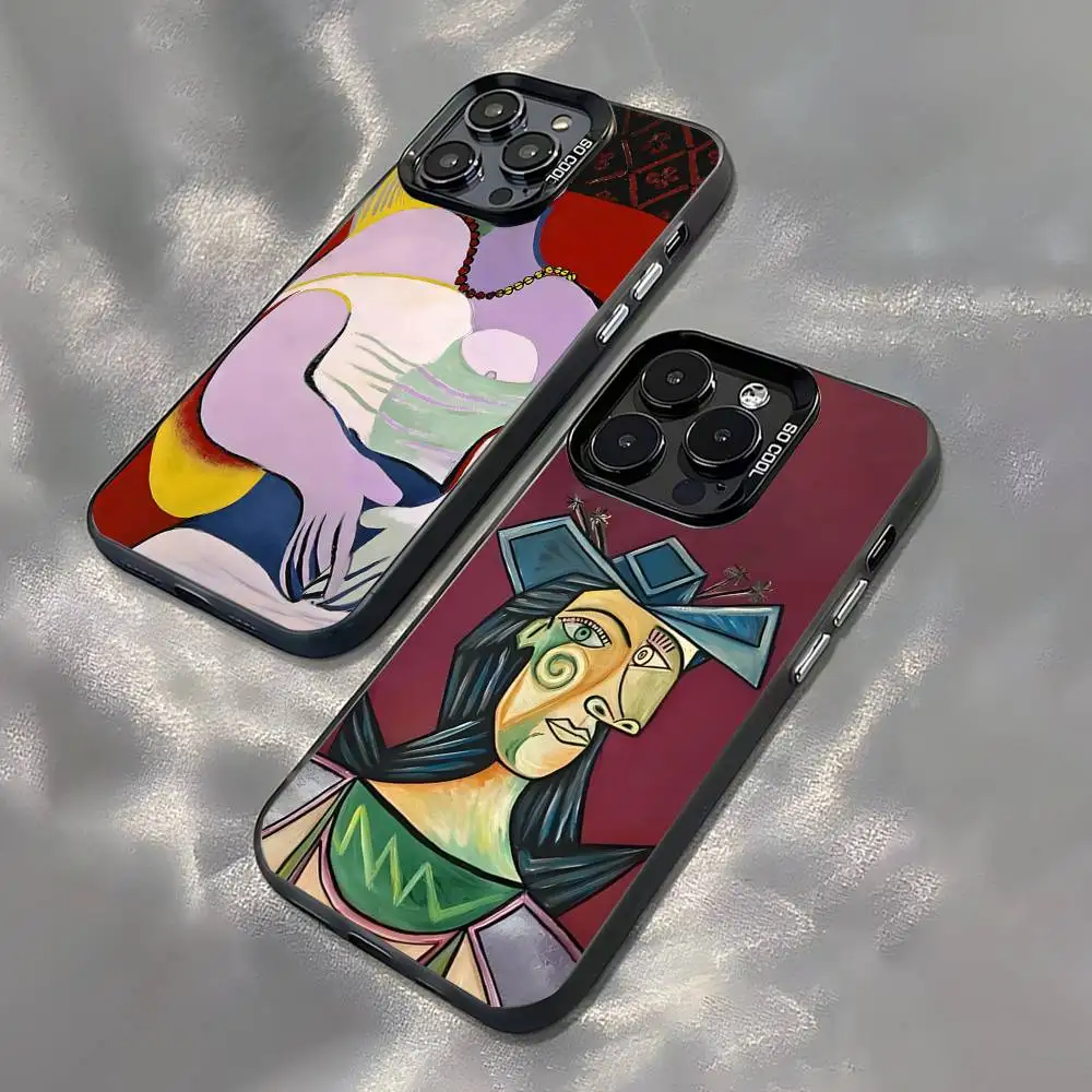 

Art Pablo Picasso Cubism Abstract Black Matte Shockproof CoverPhone Case For iPhone 17,16,15,14,13,12,11,Pro,Max,Plus