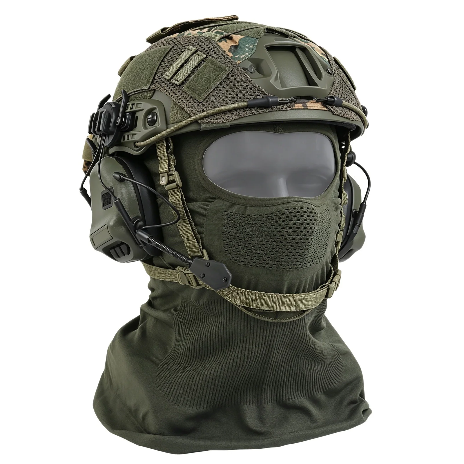 

Tactical Helmet Venom Balaclava V1 Steel Mesh Mask Set with Headset Helmet Cover for Airsoft Cosplay Military Gear War game