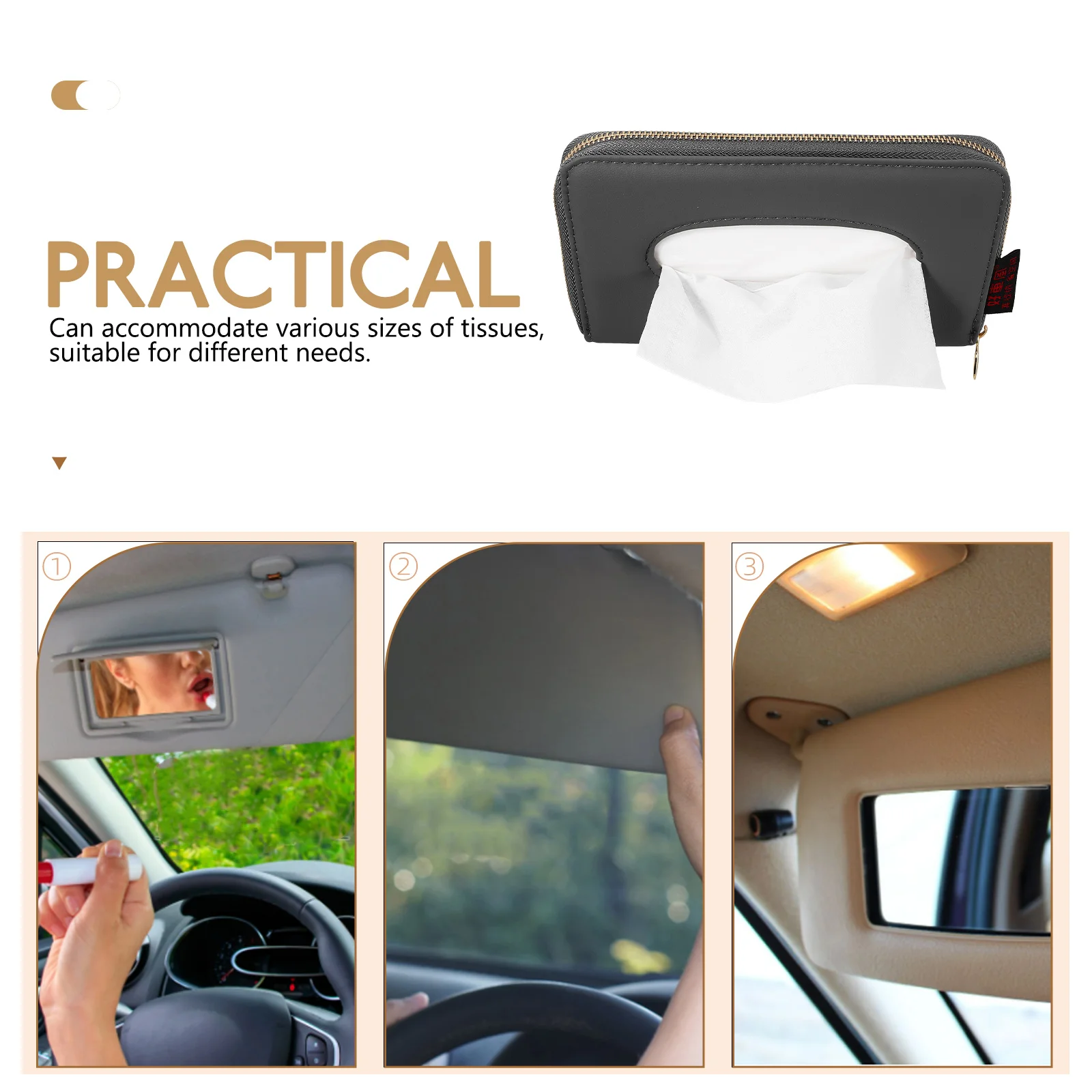 

Car Tissue Box Gray Visor Holder 1 Layer Clip Microfiber Napkin Case for Car Accessories Storage Vehicle