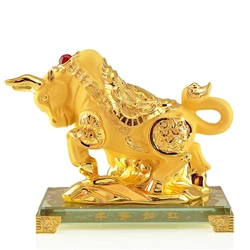 BWinka 12 Zodiac Feng Shui Chinese Year Golden Resin Collectible Figurines Decoration for Luck & Wealth Perfect for Your