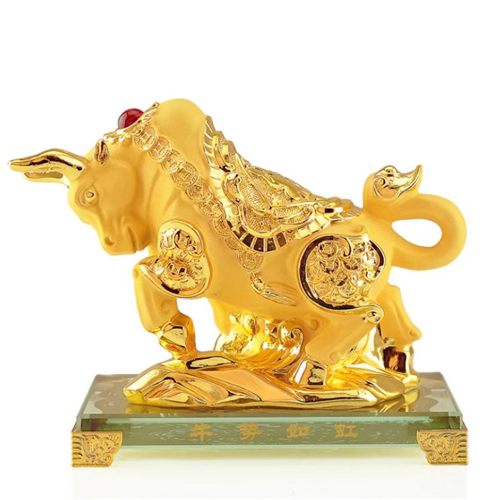 BWinka 12 Zodiac  Feng Shui Chinese Year Golden Resin Collectible Figurines Decoration for Luck & Wealth Perfect for Your