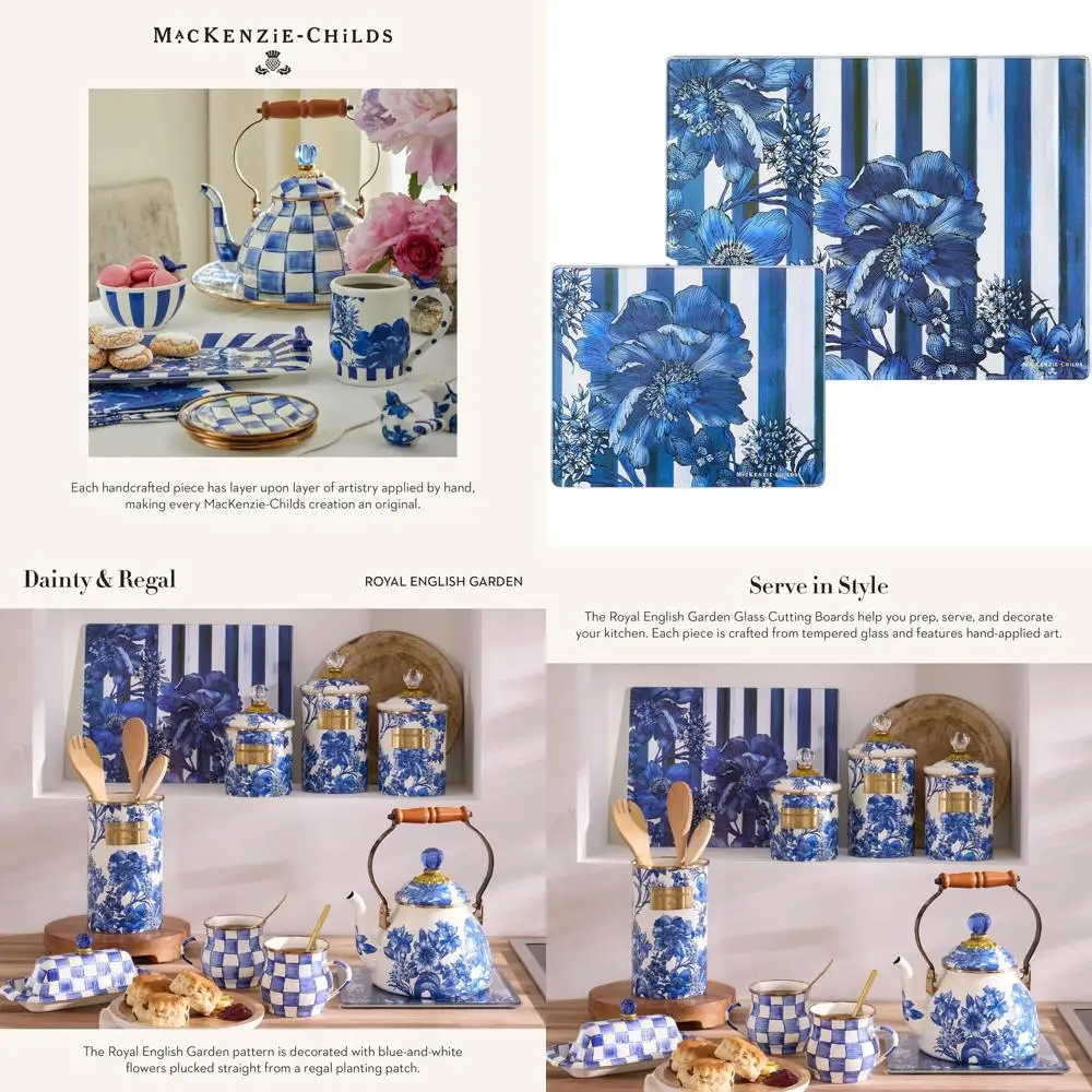 

Pair of Royal English Garden-Inspired Tempered Glass Chopping Boards for Countertops