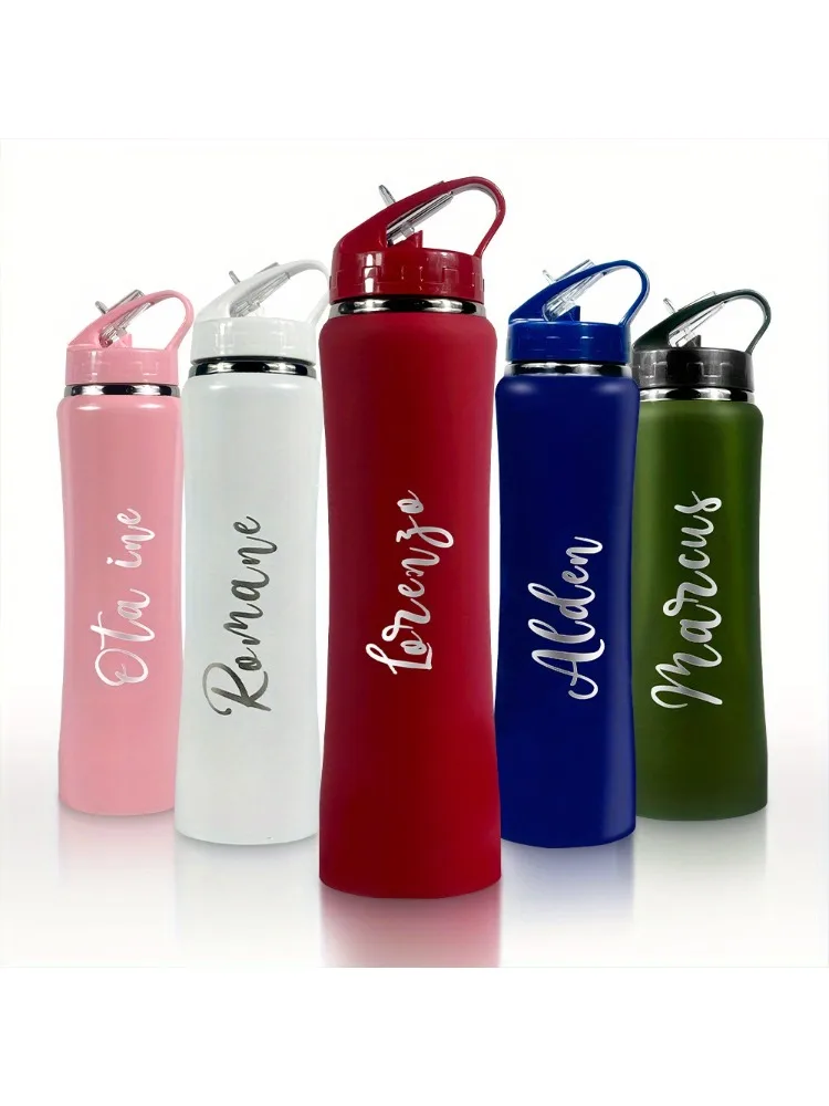 AliExpress NONE Personalized Insulated Stainless Steel Water Bottle with Straw - Engraved Fitness/Cycling Bottle, Perfect Gift for Men & Women