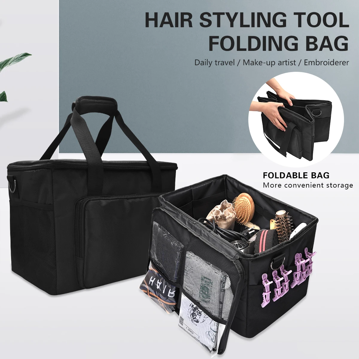 

Salon Tools Fold Storage Box Shockproof Barber Hair Clipper Case Resistance Styling Tools Suitcase Cosmetic Protect Bag